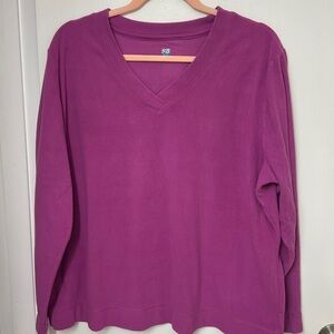 SJB Active, Women’s Long Sleeved V-neck fleece, Fushia, Sz. XL, GUC